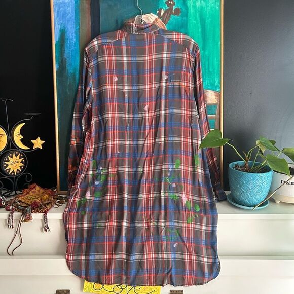 Wilfred Red and Blue Plaid Shirt Hand Painted Small - Picture 10 of 16